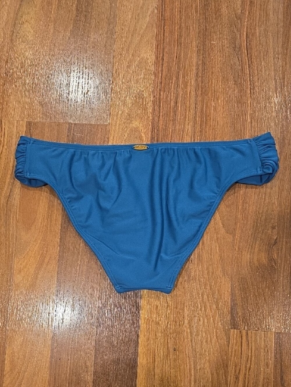 NWT Luli Fama Teal Bikini Bottom with Ruched Side Bands Size Large - Picture 4 of 4